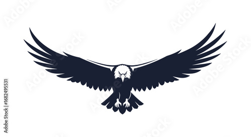 Powerful eagle soaring majestically, its wings spread wide in a symbol of freedom and strength.