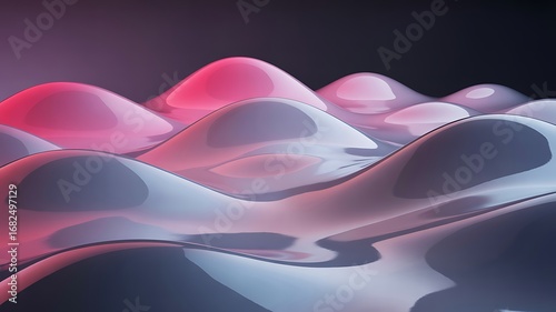 Abstract Pink and Blue Liquid Waves: Sleek, Modern, and Serene 3D Render