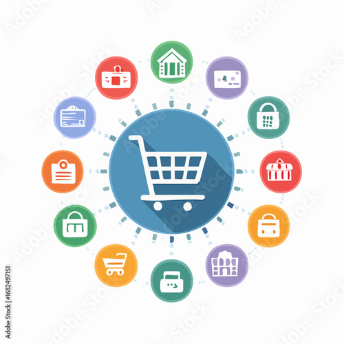 Online shopping and payment vector illustration pack of icons