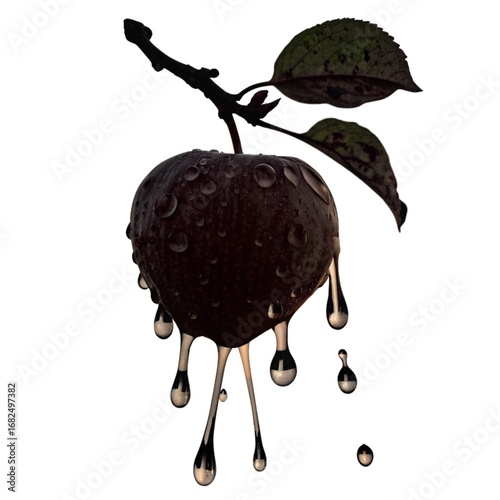 Fresh, ripe apple with glistening water droplets, perfect for health, wellness, and organic food visuals