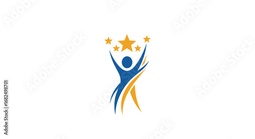 Dynamic person reaching for stars, symbolizing success, achievement, and growth in business and life