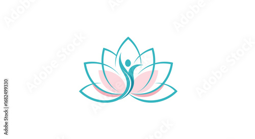 Serene lotus blossom cradling graceful human silhouette symbolizing wellness and growth