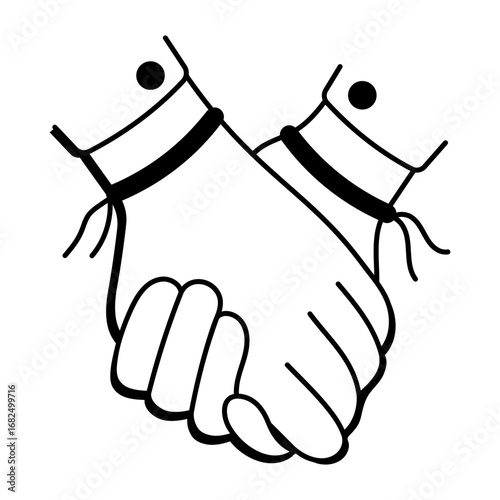 A drawing style icon representing holding hands
