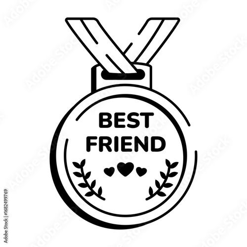 A sketchy style icon depicting friendship medal
