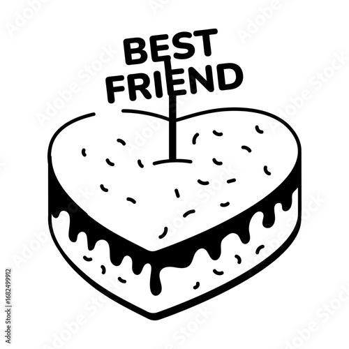A sketchy style icon depicting bf cake