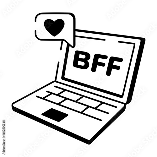 A doodle style icon representing online friendship

