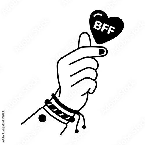 A sketchy style icon depicting love gesture
