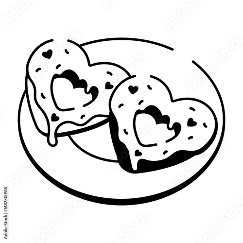 A drawing style icon showing heart donuts
