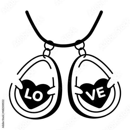 A sketchy style icon showing love pendant

