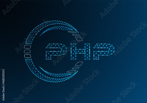 PHP low poly letter logo vector design. PHP lower poly logo design. Low poly logo.