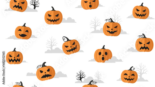 Seamless halloween pattern with cute pumpkins for festive designs and backgrounds, perfect for adding a spooky touch