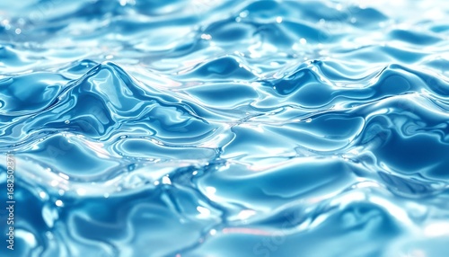 Fototapeta Naklejka Na Ścianę i Meble -  Dynamic blue water surface with sparkling waves, macro view