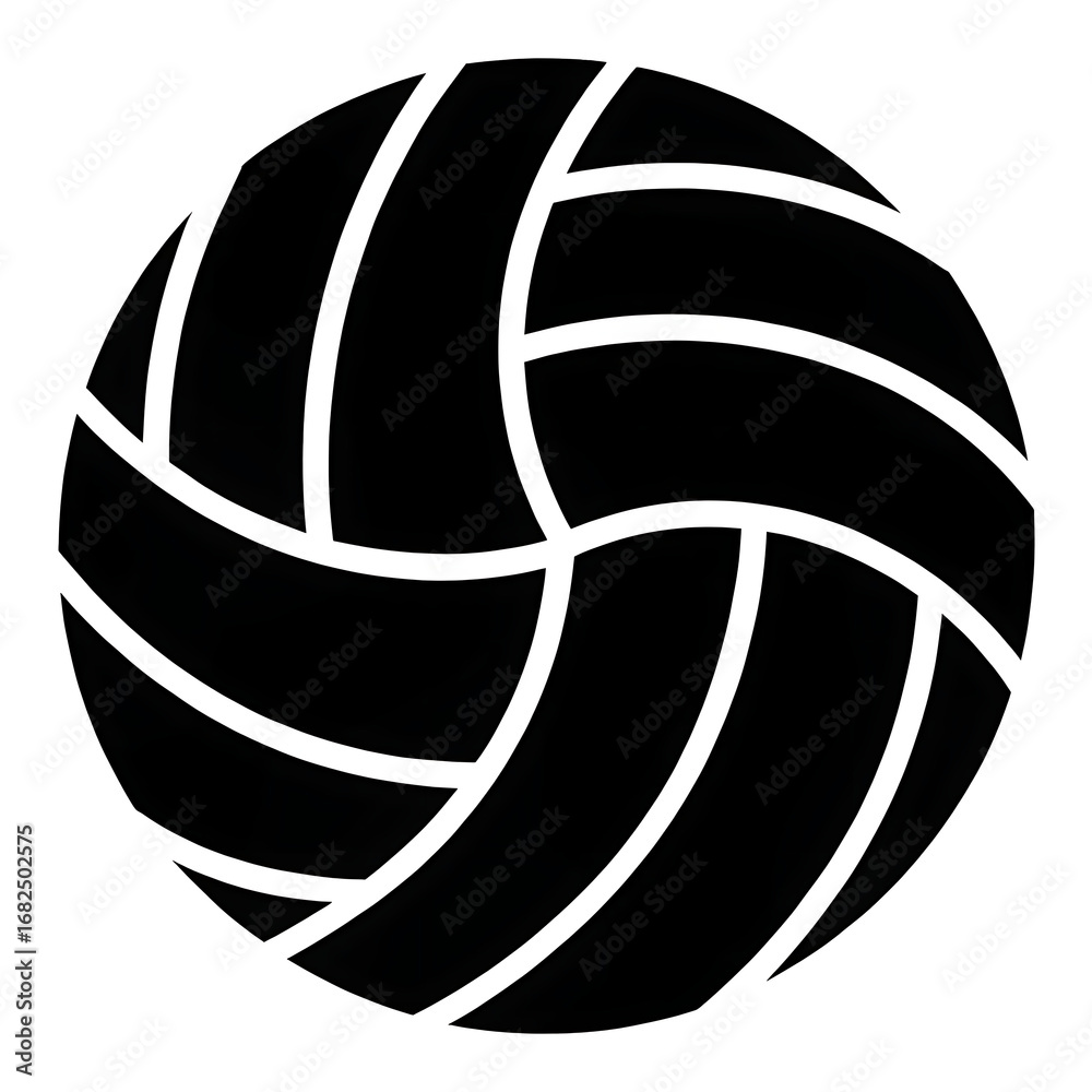 Naklejka premium Black and white stylized volleyball icon or symbol