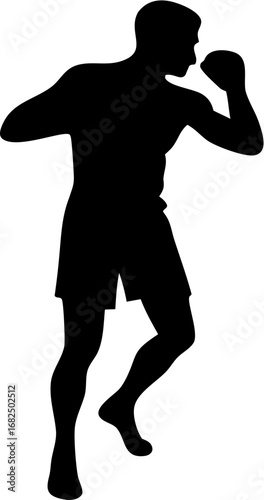 Muay Thai Silhouette Vector | Kickboxing Fighter Outline | Martial Arts Combat Design