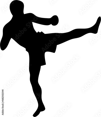 Muay Thai Silhouette Vector | Kickboxing Fighter Outline | Martial Arts Combat Design