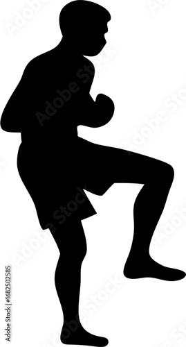 Muay Thai Silhouette Vector | Kickboxing Fighter Outline | Martial Arts Combat Design