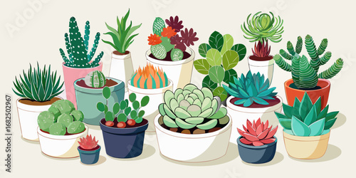 Colorful Succulent Plants in Pots