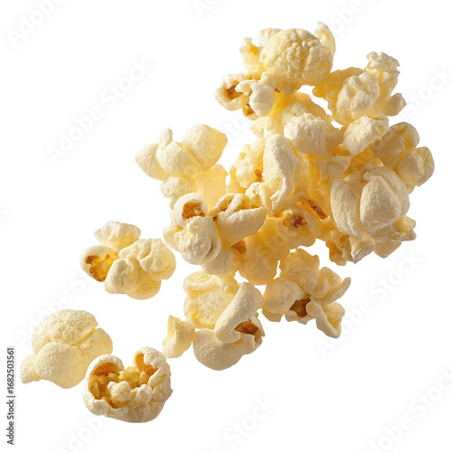 Flying popcorn isolated cut out png popcorn in motion png popcorn on white background png popcorn popping action png snack explosion png cinema snack cut out png transparent background image