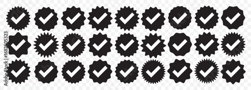 Big Set of Black Tick Icons Collection –  Black Variants for UI/UX on Transparent Background. EPS 10.