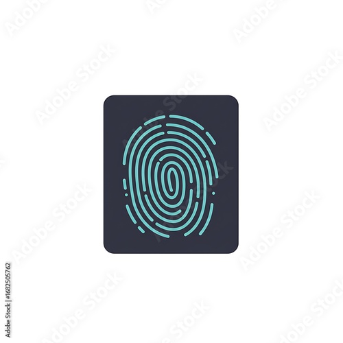 Teal Fingerprint Icon on Dark Background.