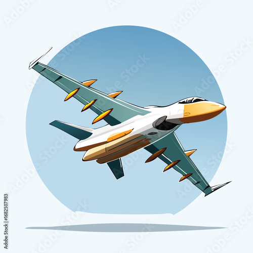 Modern Fighter Jet in a Vertical Climb Illustration - AI Generated