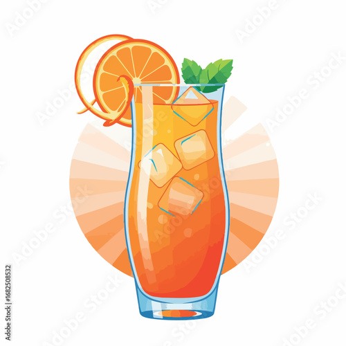 vector, illustration, glass, cocktail, drink, red, alcohol, fruit, isolated, wine, beverage, food, strawberry, cold, juice, fresh, white, cherry, martini, liquid, sweet, dessert, refreshment, ice, cel