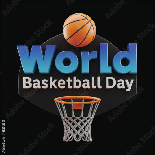World basketball day celebration with ball and hoop