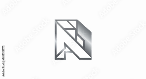 Abstract metallic silver geometric logo design representing modern innovation and forward-thinking concepts for corporate branding and technology solutions