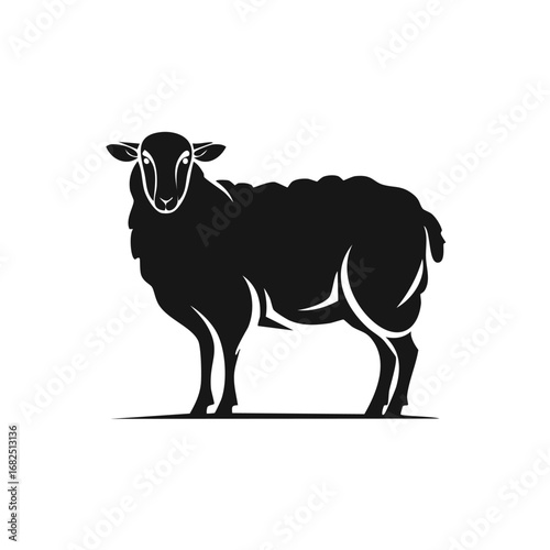 Sheep Animal Vector Logo in Black and White, Clean Minimalist Design, Ideal for Nature Branding, Wildlife Illustration, and Unique Animal Identity
