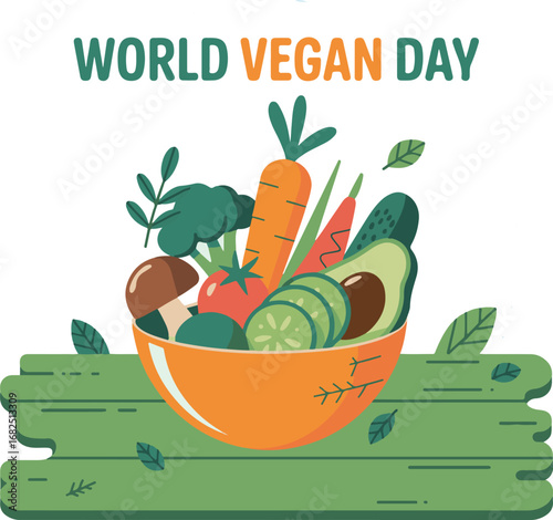 World vegan day celebration with fresh vegetables and fruits