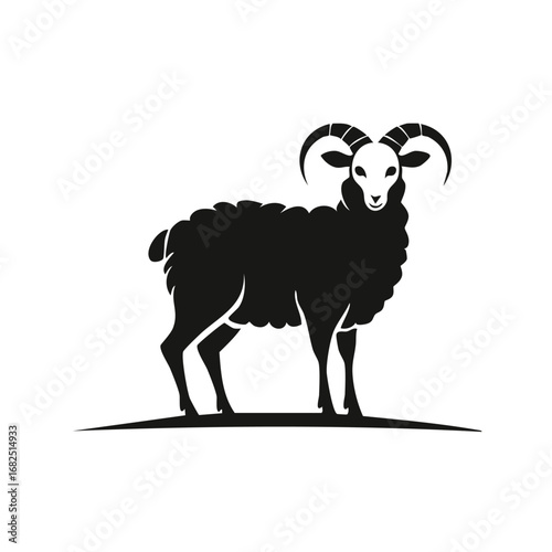 Sheep Animal Vector Logo in Black and White, Minimalist and Simple Design, Perfect for Wildlife Branding, Nature Illustration, and Unique Animal Identity
