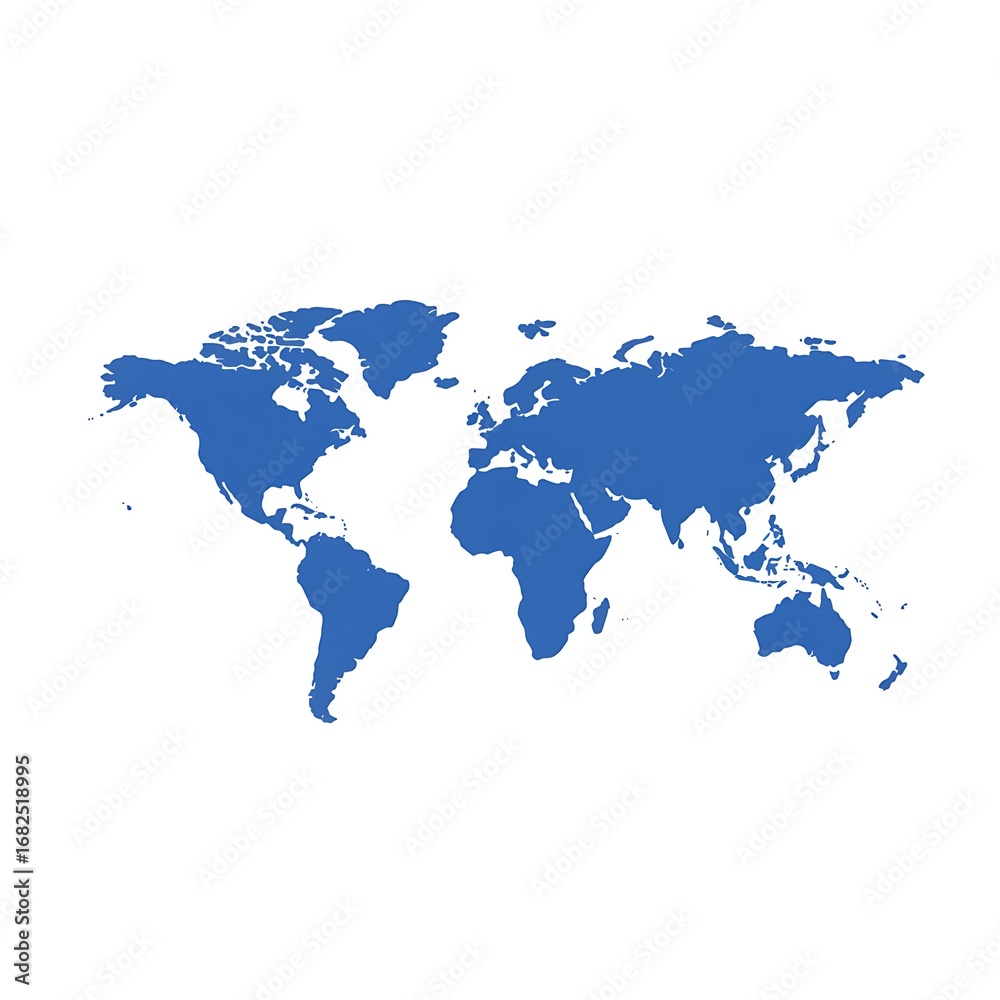 Fototapeta premium Simple blue world map illustration.