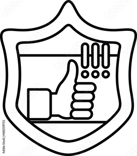 A black and white image of a hand giving a thumbs up