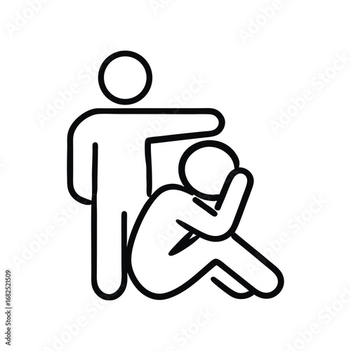 Outline illustration depicting a person consoling another with hand on shoulder conveying support and empathy for mental health awareness
