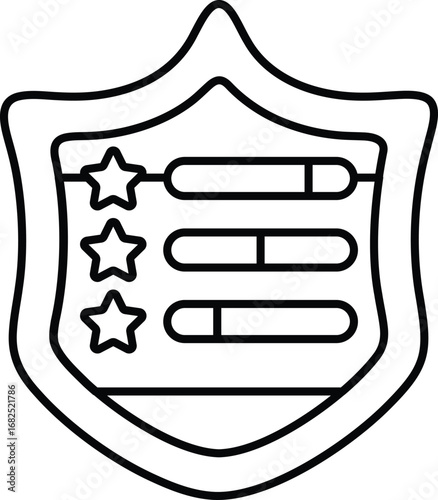 A shield with three stars and three lines