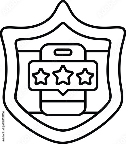 A shield with three stars and a cell phone on it