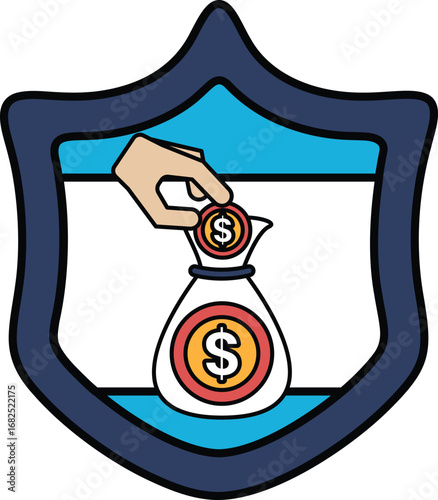 A hand is putting money into a bag