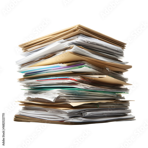 Overwhelmed with Paperwork: A Stack of Documents Against a Black Background