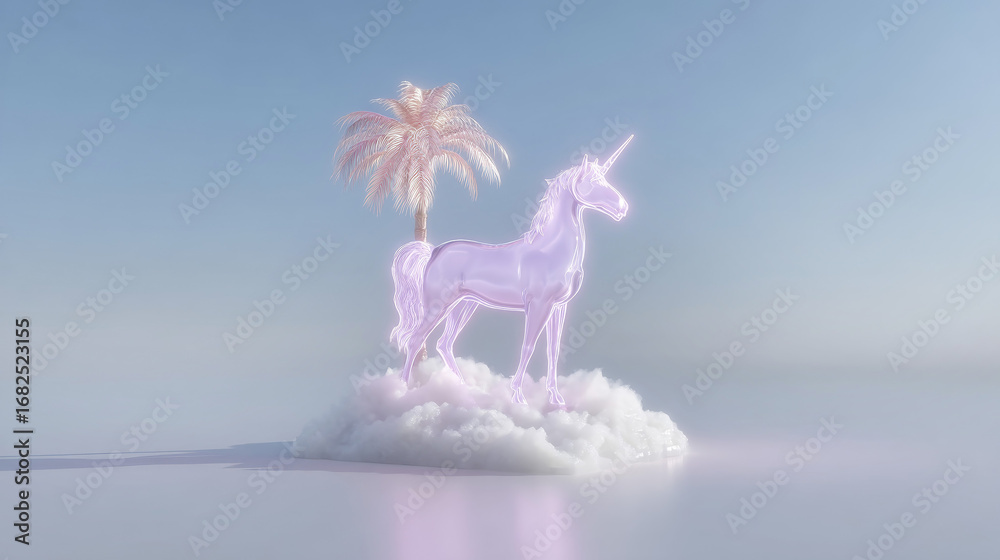 Obraz premium Neon unicorn vaporwave style.