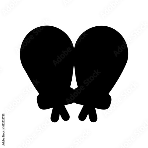 Pair of black castanets in silhouette on a white background