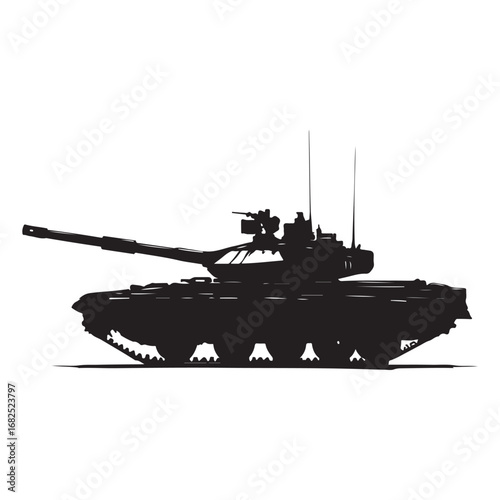 Vector illustration of a detailed military tank, army battle equipment isolated on a white Background 