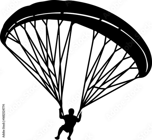 paraglider black silhouette vector illustration