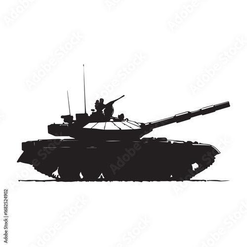 Vector illustration of a detailed military tank, army battle equipment isolated on a white Background 