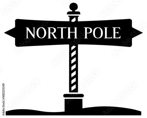 North pole signpost silhouette vector illustration