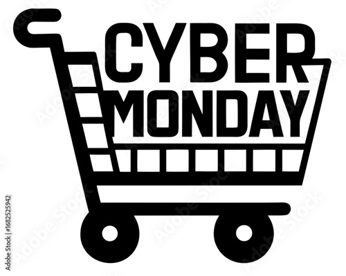 Cyber monday shopping cart icon silhouette vector illustration