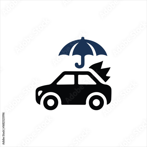 Car Under Umbrella Icon Symbolizing Protection automobile vehicle