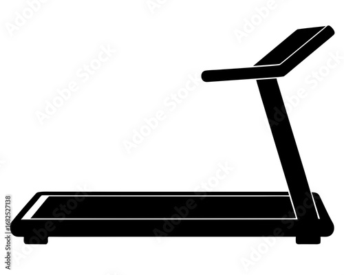 Black silhouette of a modern treadmill vector illustration