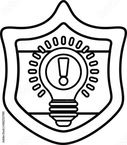 A shield with a light bulb on it