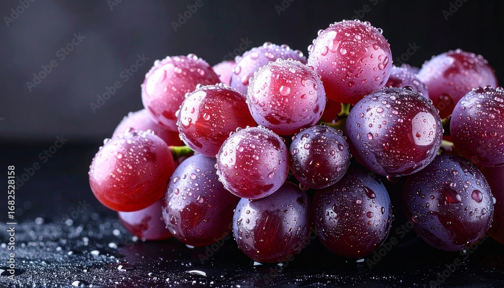 custom made wallpaper toronto digitalFresh Red Grapes with Water Droplets on Dark Background