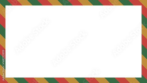 ストライプ柄のフレーム、縞模様、背景、クリスマスカラー、16:9サイズ